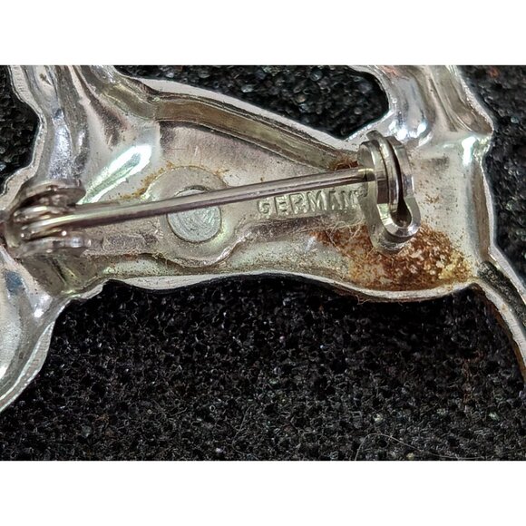 Vintage Dachshund Pin Brooch With Mosaic Inlay Design Made In Germany - Picture 4 of 5